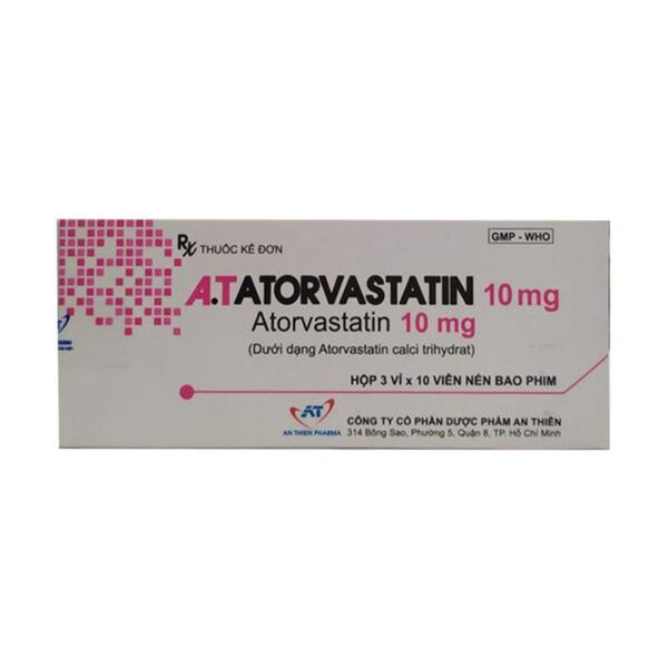 A.T Atorvastatin 10mg hộp 30 viên