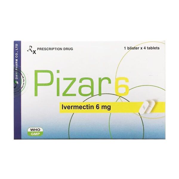 Pizar 6mg Hộp 4 Viên - Điều Trị Bệnh Giun